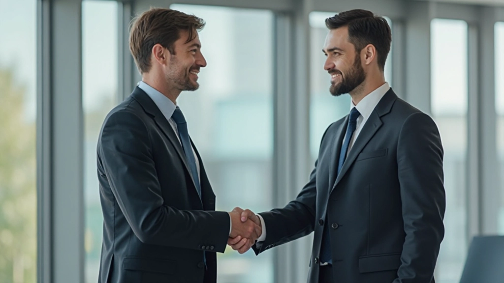 Профессиональная встреча деловых партнеров с рукопожатием в офисе