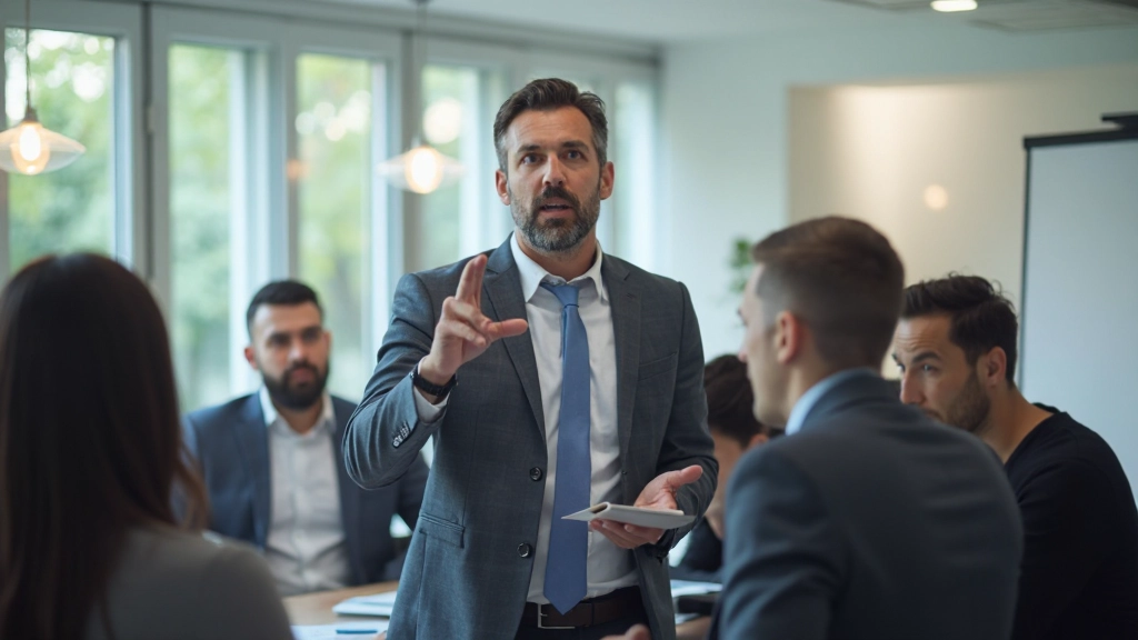 Профессиональное фото специалиста по развитию навыков, проводящего обучение в классе