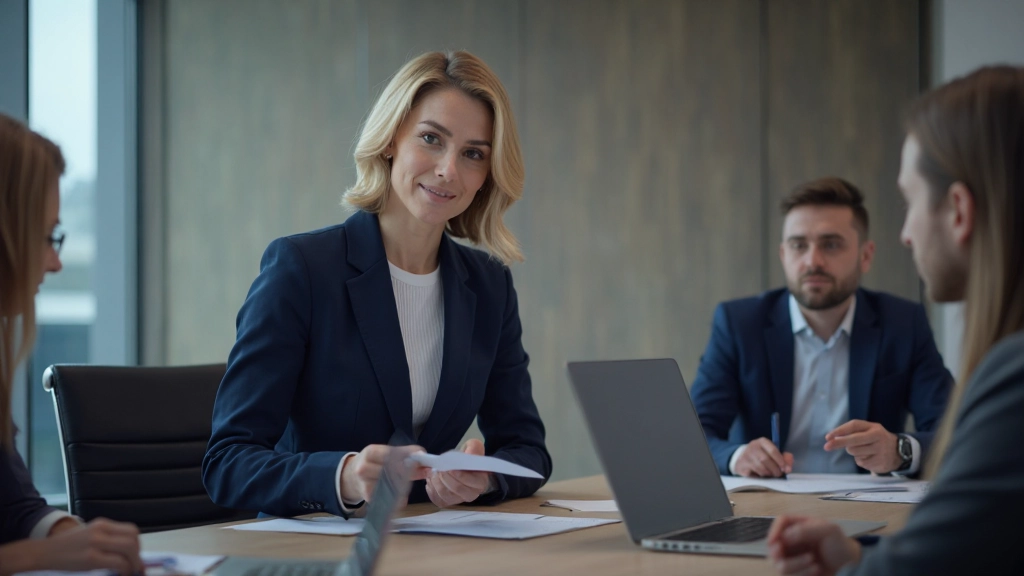 Женщина проводит деловую встречу в конференц-зале